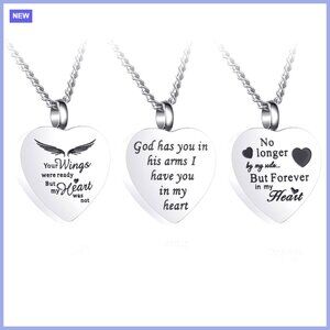 3 Pack Stainless Steel Heart Locket Urn Necklace for Ashes Memorial